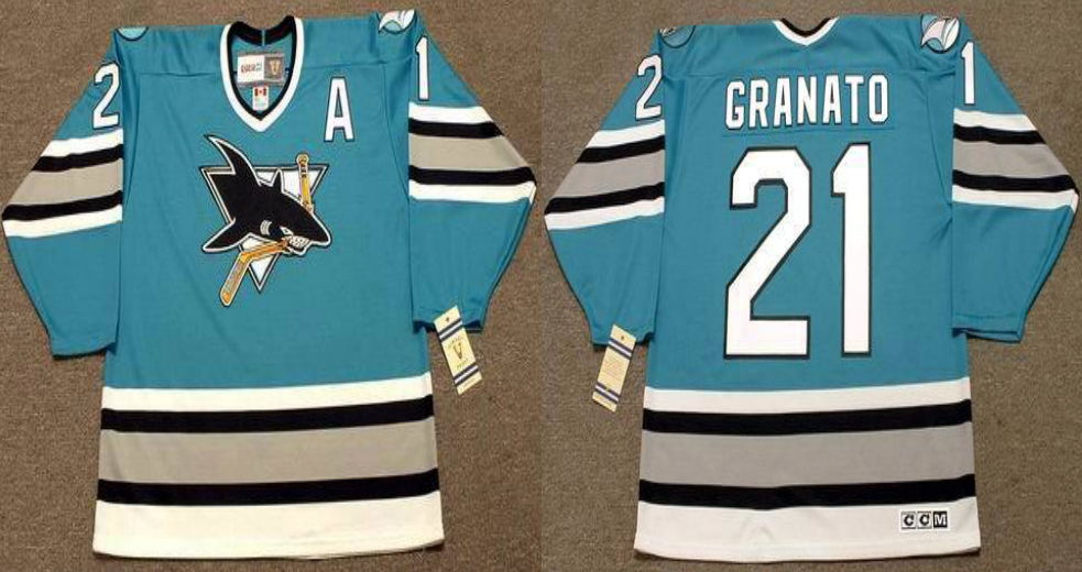 2019 Men San Jose Sharks #21 Granato blue CCM NHL jersey 